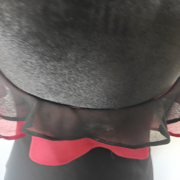 vintage Betsy & Adam By Jaslene black red hi-low ruffle cocktail dress 6 - Picture 8 of 10